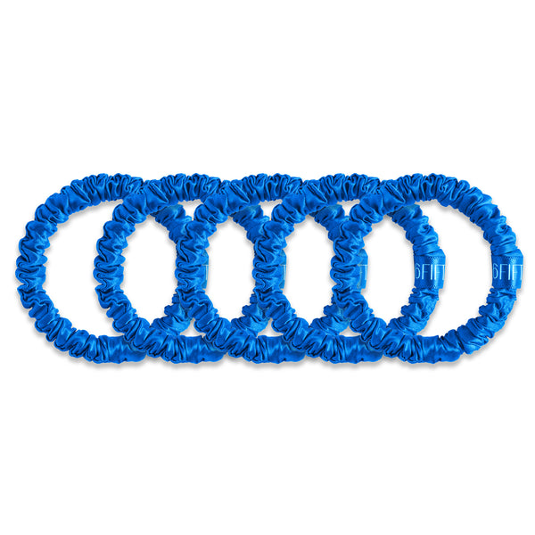 azure | slim silk scrunchies -