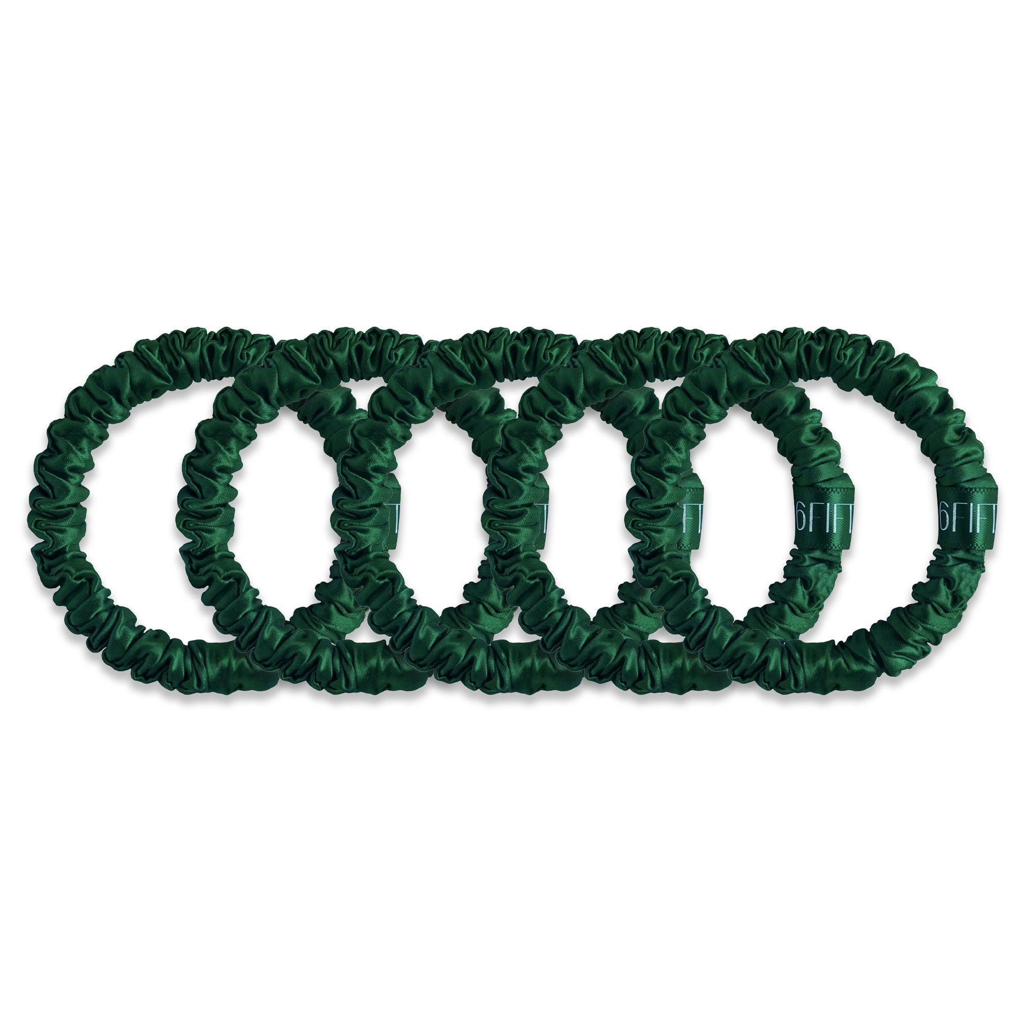 green | slim silk scrunchies
