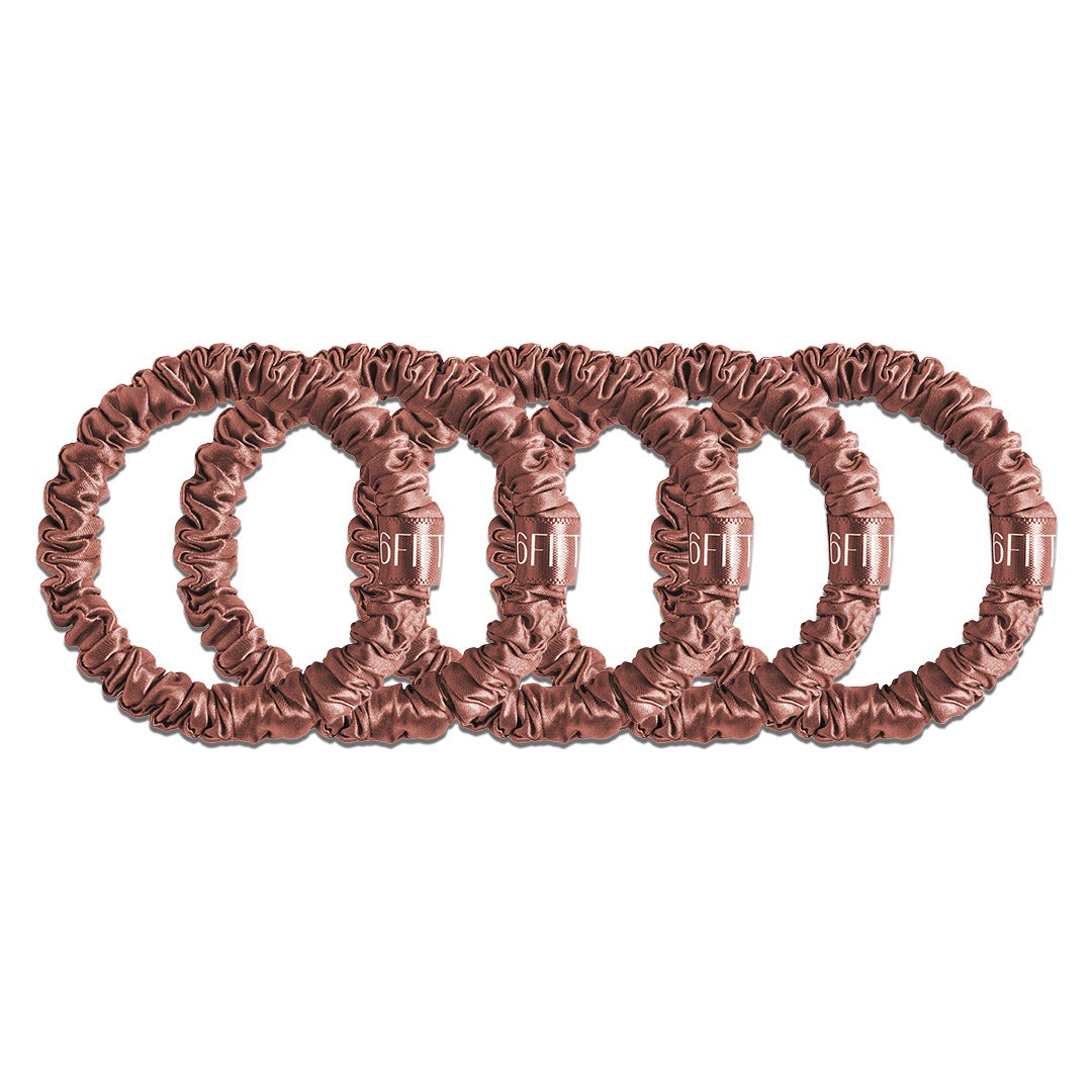 mocha | slim silk scrunchies