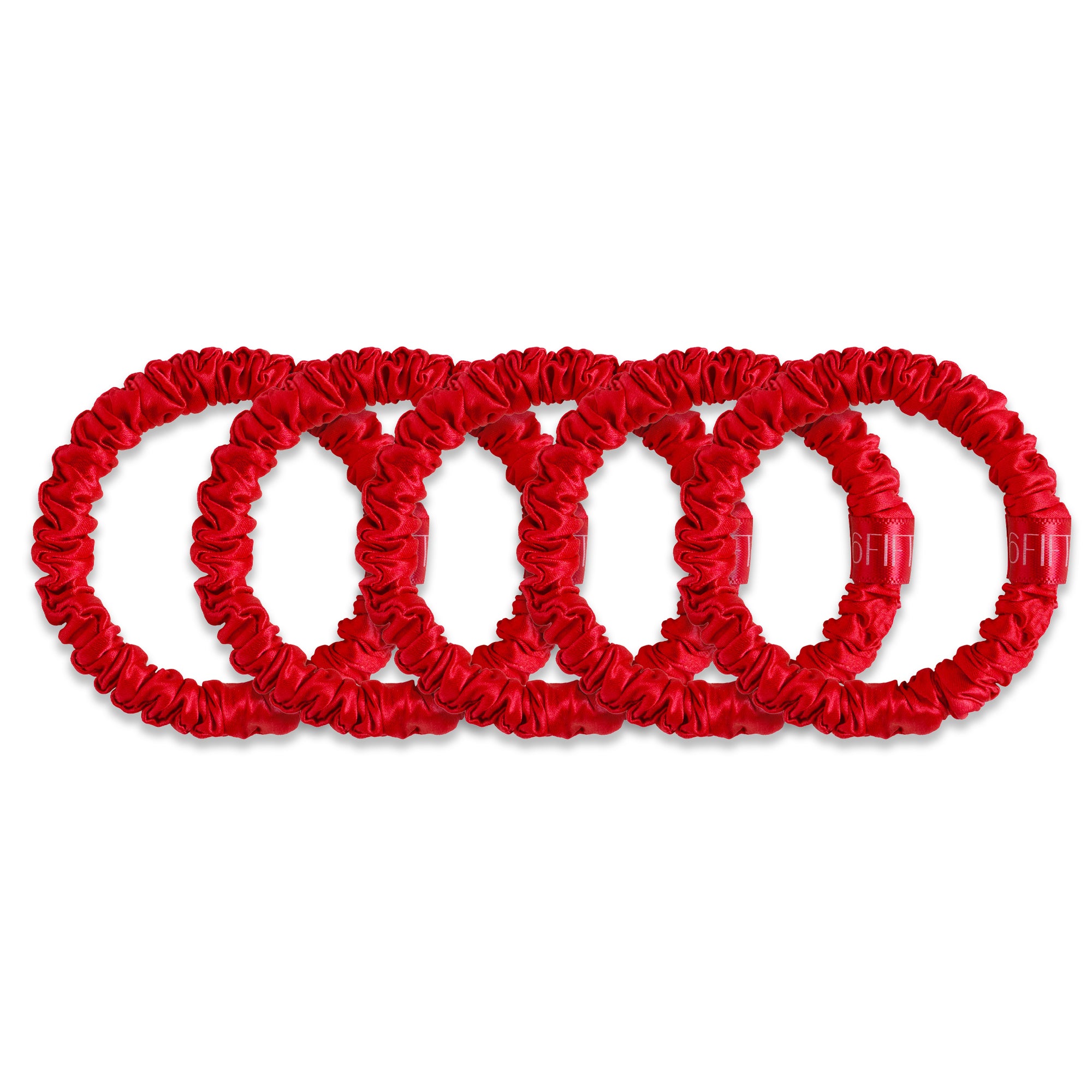 red | slim silk scrunchies