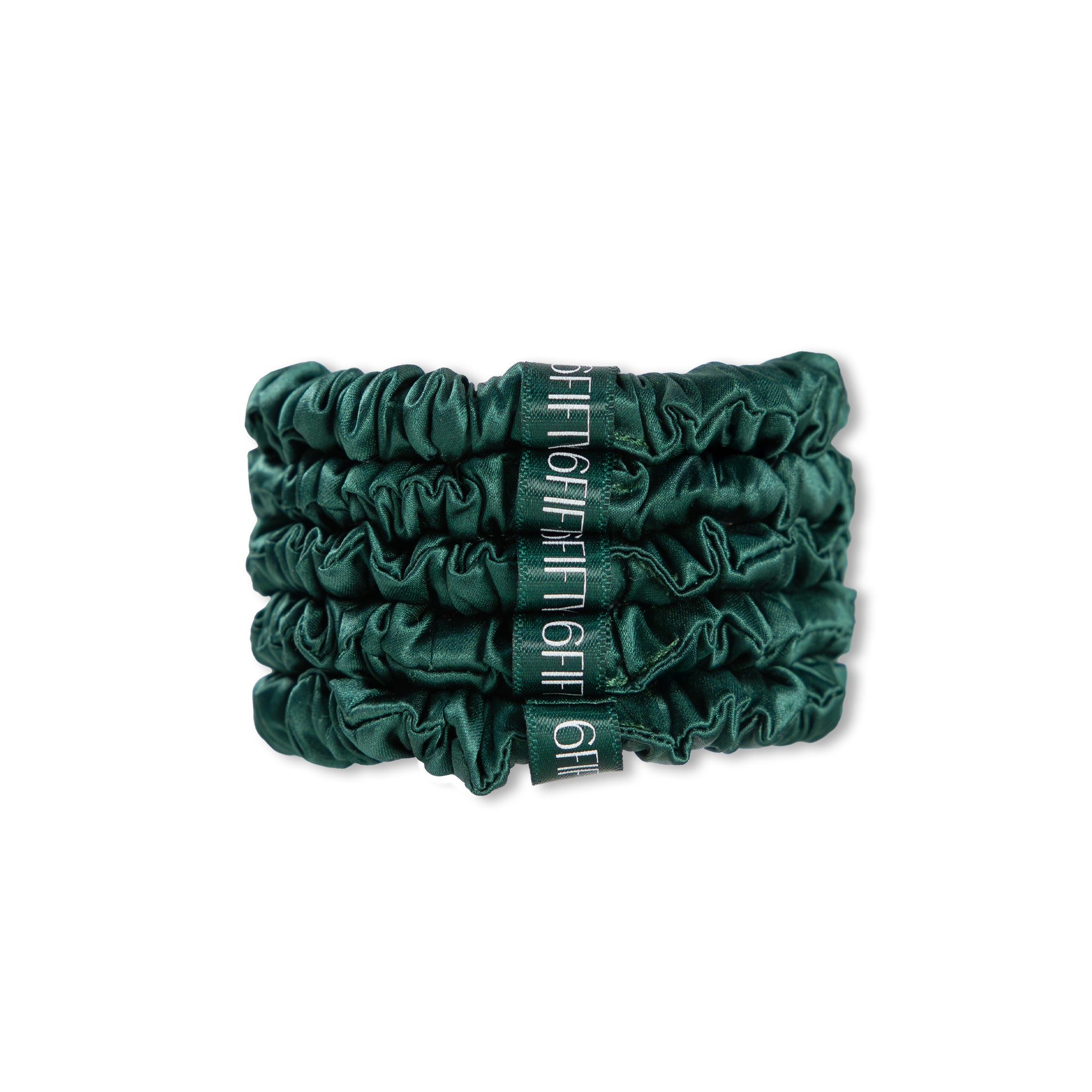 green | slim silk scrunchies
